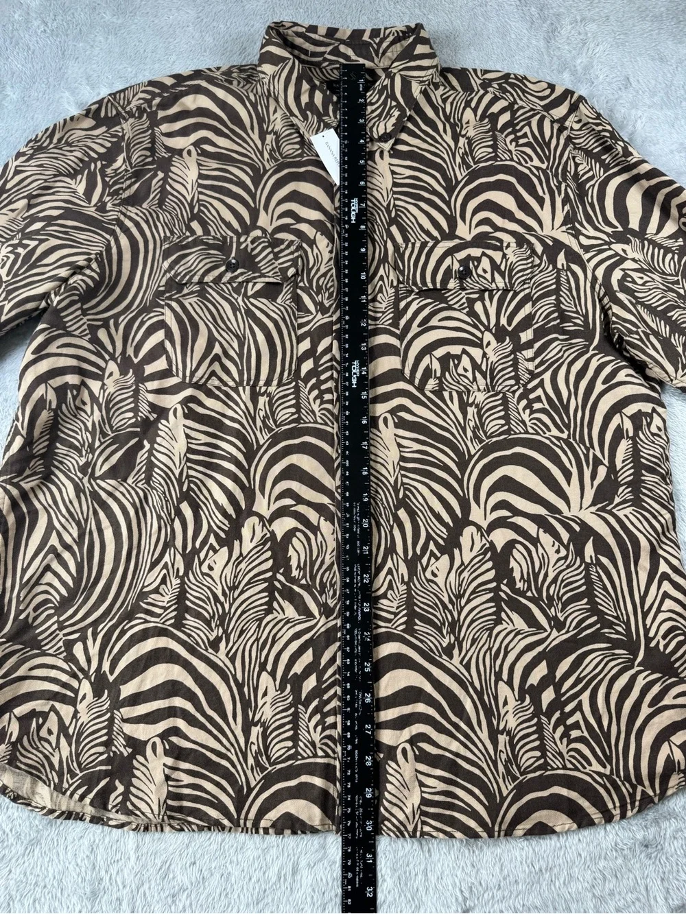 NWT Banana Republic Zebra Print Linen Blend Safari Shirt Men’s XL